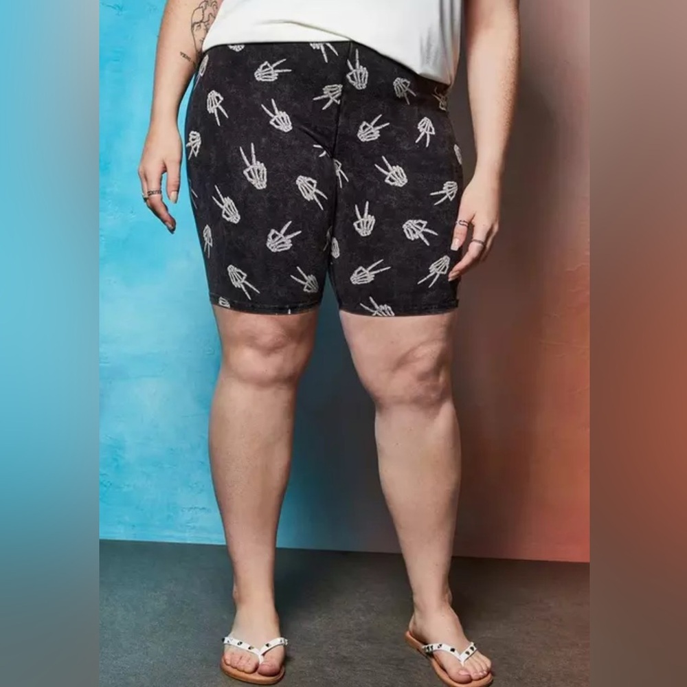 LoveSick Peace Skeleton - Black Wash Bike Short